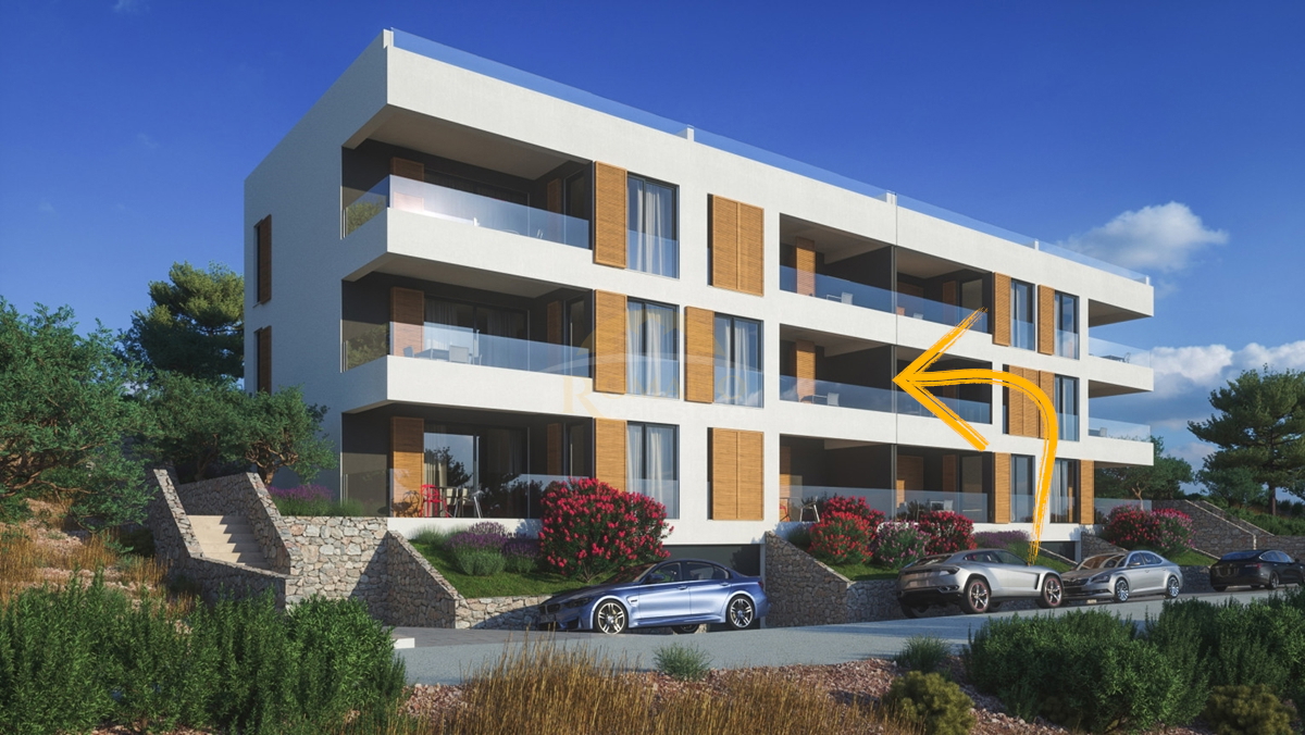 Dvosobno stanovanje z razgledom na morje na Čiovu, območje Salduna blizu kampa Rožac - 64 m2